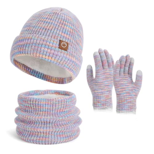 Bonnets tricotés pour femme gants écran tactile doublés polaire accessoires hiver chauds