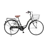 【完成車】 Carino 自転車 シティサイクル ママチャリ カゴ付き シマノ 6段変速 LEDライト 通勤通学 新生活S型軽快車 CR-S266D ブラック リアキャリア