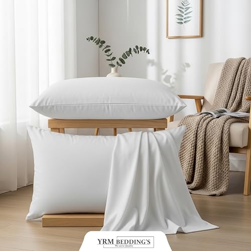 Image of YRM Bedding's - Egyptian Cotton 600TC Pillow Cover | Premium Pillowcases | Luxury Bedding-Export Collection | High Thread Count Durable & Breathable Covers - White | [16''x26''] Inches