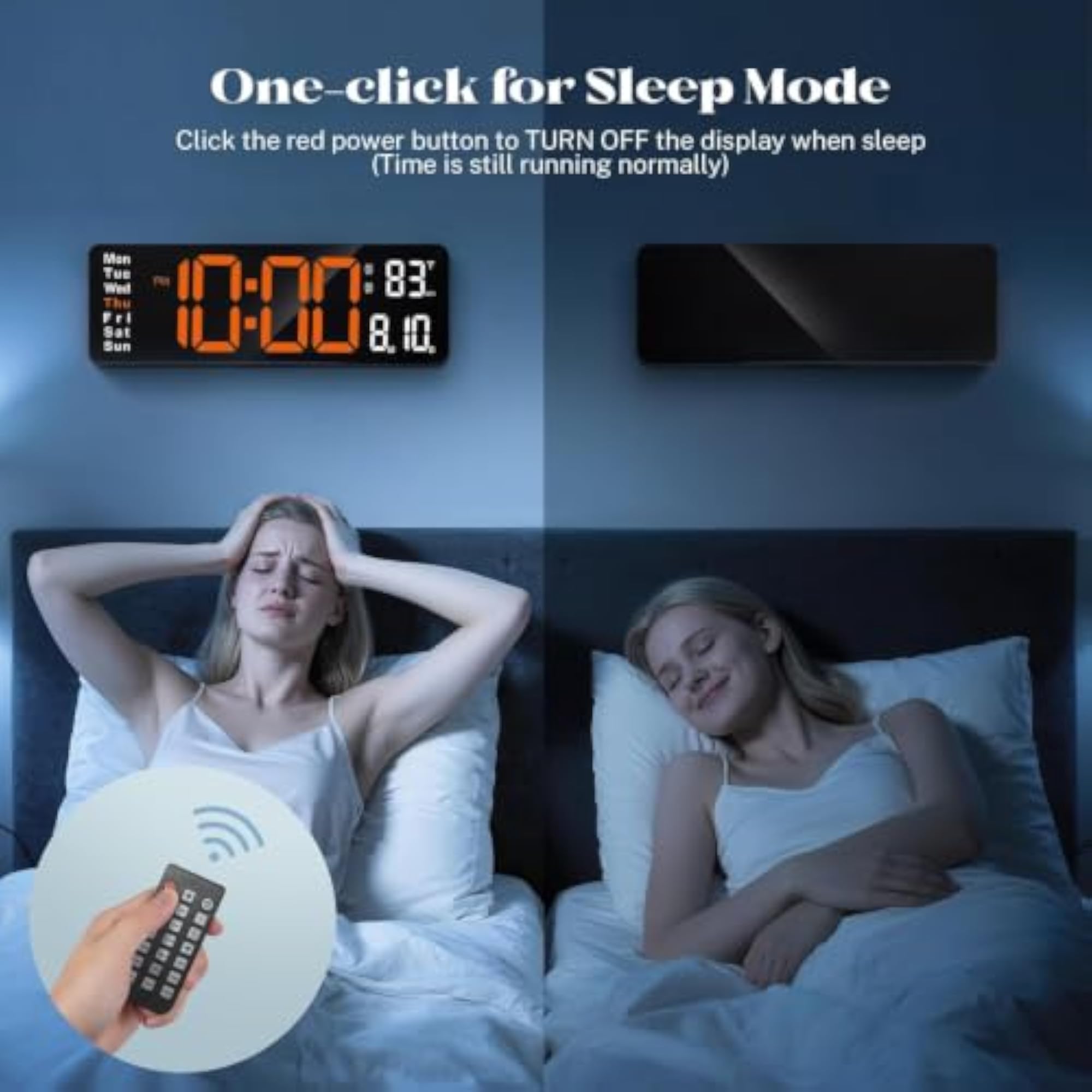 Digital Wall Clock with Remote Control & RGB Night Light