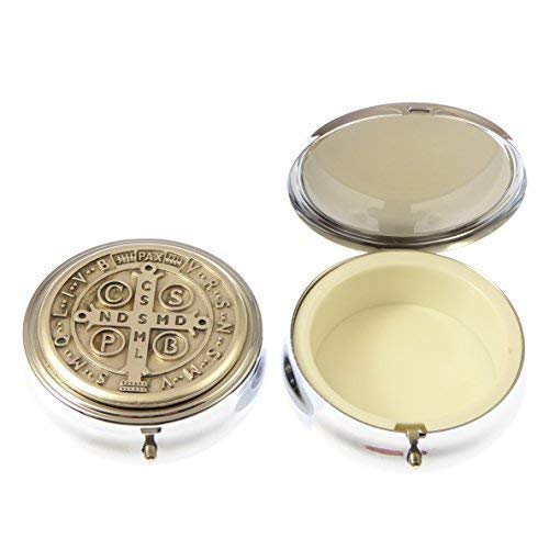 R. Heaven Plateado Metálico Sólido St. Benedict Eucaristía Comunión Oblea Católica 6cm