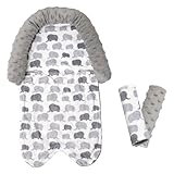Car Seat Head Support Baby & Car Seat Strap Covers, Infant Car Seat Insert for Newborn Girls Boys, Extra Soft Carseat Cushion for Carseats, Strollers, Swings