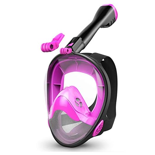 Aegend Full Face Snorkel Mask with Upgraded Safety Breathing System, 180°Panoramic Larger View Snorkel Set Anti-Fog Anti-Leak, Detachable Camera Mount, Fit for Adult Youth Kids
