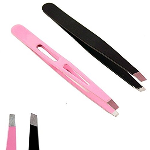 Gugzy® Siempre21 Professional Tweezers Set - Straight Tip, Slant Tip for Eyebrow Shaping, Ingrown Hair Removal, Eyebrow Grooming, First Aid, and Nose Hair Removal