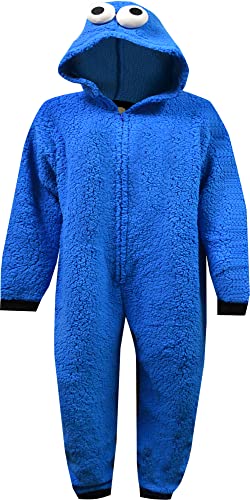 Mens Sesame Street Cookie Monster Hooded Union Suit Mens Pajamas