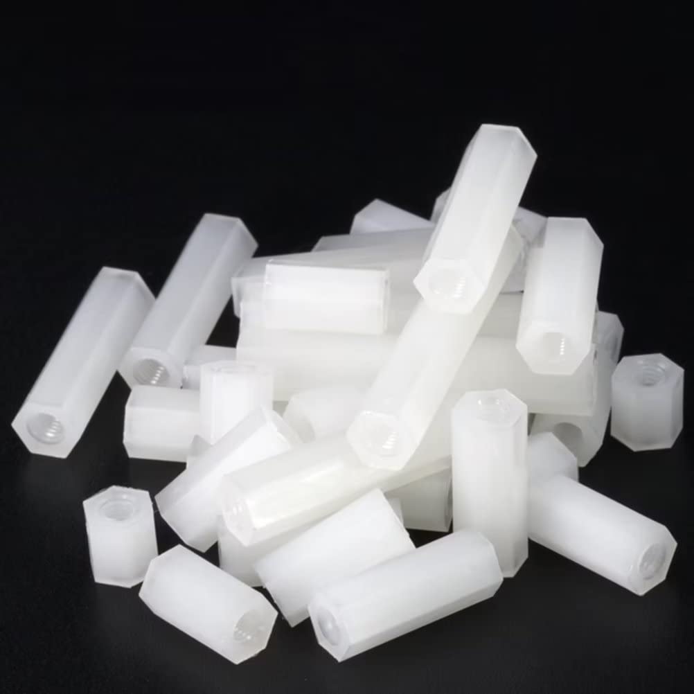 M4 Distanziali Esagonali Nylon Femminile Filettato Distanziatore Esagonale Bianco M4x40mm (20 Pezzi)