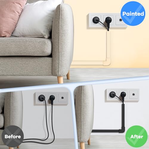 Image of 126in Cord Hider Kit, Wire Hiders for TV on Wall, Paintable Cable Management Kit, Wire Cover for Wall Mount TV, Hide Wires Along Wall, Black Cord Cover Wall Wire Management, 8xL15.7in W0.95in H0.55in