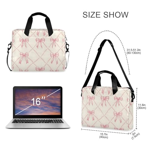 Funda para portátil con correa, patrón cuadros rosa, 13-15.6 pulgadas miniatura 5