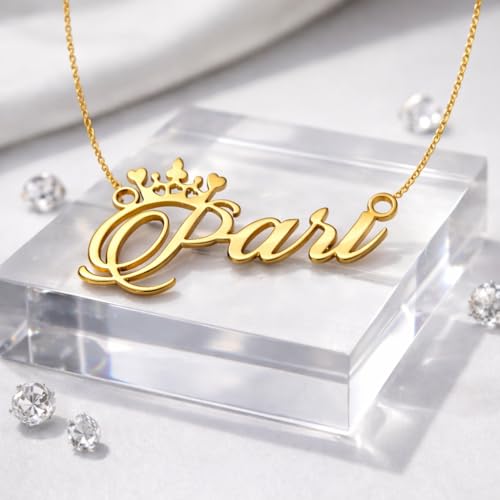 Image of Pari Cursive Gold & Silver Name Pendant Necklace, Best Jewelry Gift for Girls.