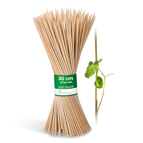 Novatool 600x Splittstäbe 30 cm x 3,5 mm I Natur I Pflanzenstab Bambus Rankhilfe Holz Tokinstäbe Tonkinstab Pflanzenstütze orchideenstab Rankgitter Holz