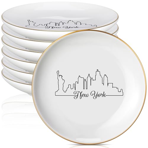 Tondiamo 6 Pcs New York Jewelry Dish New York Souvenirs and Gifts Nyc City Ceramic Trinket Dish Wedding Bridesmaid Gifts for Wedding Party Favor Rings Earrings Necklaces Bracelet Watch Keys