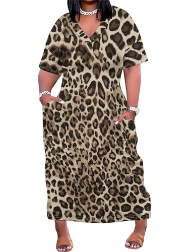 Image of SUZONANA Plus Size Dresses for Curvy Women African Print American Dress Summer Outfits Casual Loose with Pocket