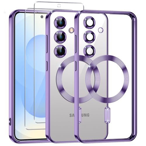 Phoona Transparent Magnética Funda Galvanizada para Samsung Galaxy S25 Plus 5G 6,7