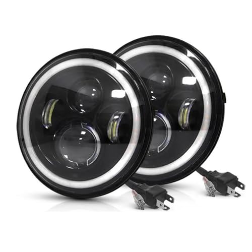 Conjunto Faros Delanteros Faros Delanteros LED De 7 Pulgadas para Coche DRL H4 Hi-Lo con Halo Angel Eyes para Lada para Niva 4X4 12V 24V