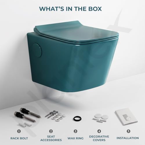 Image of Plantex Commode for Toilet /Rimless Western Commode /Wall Hung Toilet with Soft Close Seat - P Trap (T05, Green)
