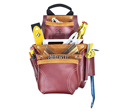 CLC Custom Leathercraft 21687 Signature Elite Heavy Duty Leather Nail & Tool Bag, 9 Pocket CLC Custom Leathercraft 21687 Signature Elite Heavy Duty Leather Nail & Tool Bag, 9 Pocket