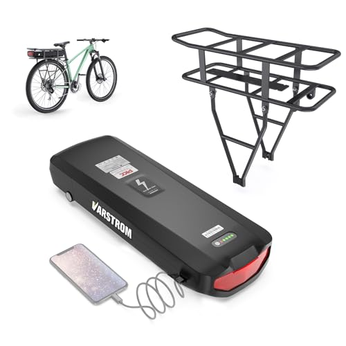 Image of Varstrom 48V18.2Ah Rear Rack Ebike Battery 874Wh Lithium Battery with USB Port for 0-1200W Ebike Conversion Kit,Compatible with Bafang Mid Drive Kit and Other Hub Motor