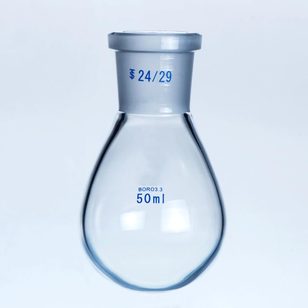 Matraz Erlenmeyer Graduado de Borosilicato, Matraz de Fondo Redondo de una Sola Boca de 5 a 1000 ml 14/23 19/26 29/32 for Laboratorio(50ml 24-29)