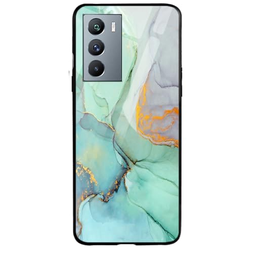 Image of COLORflow Back Cover Compatible with iQOO 9 SE 5G | Green Marble | Shockproof TPU Bumper Cover with Camera Protection Back Cover Compatible with iQOO 9 SE 5G