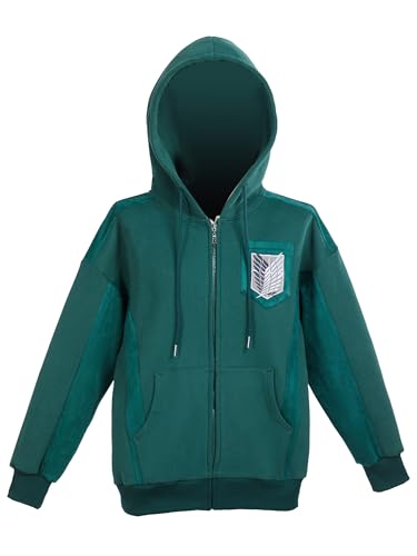 Micotaku Attack On Titan Officially Licensed Unisex Green Zip Up Survey Corps Hoodie