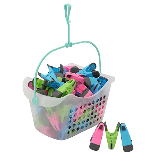 JVL Plastic Peg Basket with 96 Prism Soft Touch Clip Pegs, Multicolor (19-216-275)