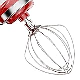 6 Wire Whisk Attachment for Kitchenaid Stand Mixer, Stainless Steel K45WW Whip Replace Attachment for 4.5-5Qt Tilt-Head Stand Mixer, For Egg Cream Stirrer, Flour Cake Balloon Whisk, Dishwasher Safe