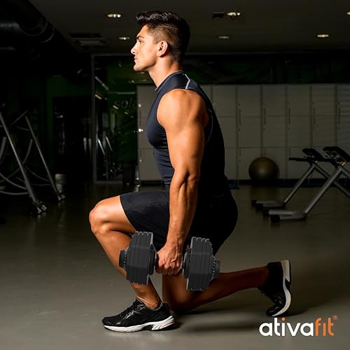 Image of ATIVAFIT Adjustable Dumbbell Set of 2, 5-88LB Quick Dial Free Weights with Double Safety Lock, Anti-Slip Steel Handle & Storage Box, Space Saving Home Gym Equipment for Full Body Strength Training, Suitable for Home Fitness Users