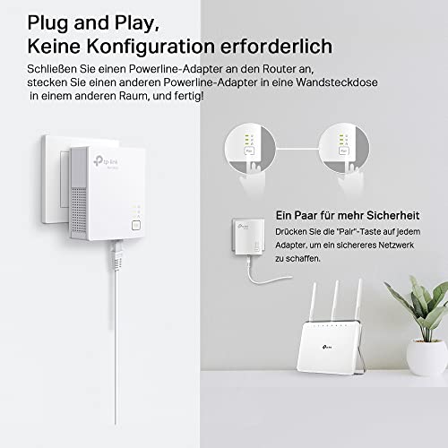 TP-Link Powerline Adapter Set TL-PA7017 KIT(1000Mbit/s, Gigabit-Port, Plug&Play, Kompatibel mit allen HomePlug AV/AV2 Powerline Adaptern… – Ansicht 3