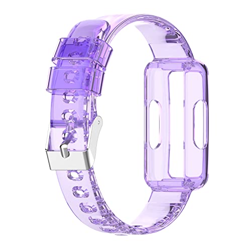 Chofit Straps Compatible with Fitbit Luxe/Ace 3/Ace 2/Inspire 2/Inspire HR/Inspire Strap, TPU Plastic Transparent Crystal Replacement Wristband Arm Band (Purple)