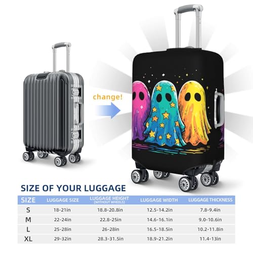 Three Colorful Ghosts Neon Elastic Travel Luggage Covers Dustproof Scratch-Resistant Suitcase Protector Fit 22-24 Inch4