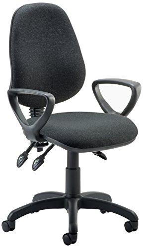 DYNAMIC Eclipse III Lever Task Operator Chair with Loop Arms - Charcoal