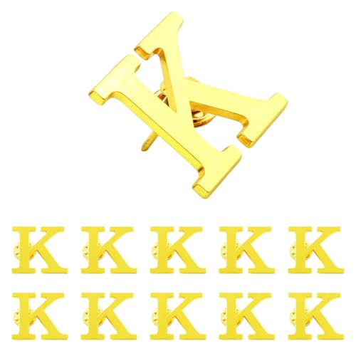 Image of 10Pack A-Z 26 Letters Pins Brooches Silver Plated Metal Broaches Pins-GOLD Initial Breast Brooch pin Tack Name Personalized Gifts for Women Men