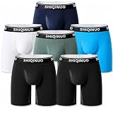 SHIQINUO Mens Boxer Briefs 6 Pack, Breathable Long Leg Cotton Underwear with Mesh...