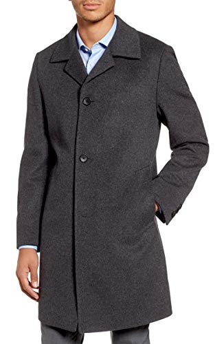 Hugo Boss Men's Task Wool-Cashmere Charcoal Coat (46R, CHARCOAL)