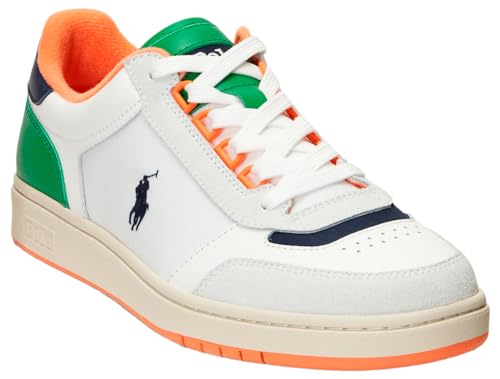 Polo Ralph Lauren Mens Crt SPT Sneaker, White/Navy/Orange Polo Ralph Lauren Mens Crt SPT Sneaker, White/Navy/Orange