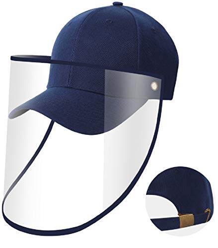 Meisohua Unisex Safety Protective Hat - Removable Face Mask Full Shield Hat Anti-Spitting Splash Hat Windproof Dustproof Baseball Sun Hat - Navy Blue