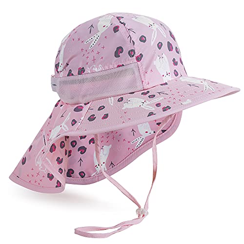 Image of Kids Sun Hat UPF 50+ Boy Girl Protection Hat Wide Brim Beach Hats with Mesh and Adjustable Chin Strap