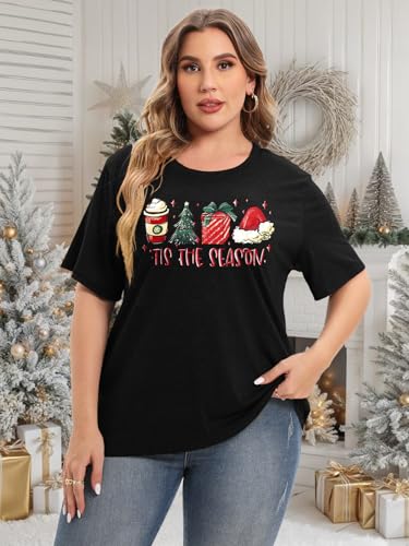 HDLTE Women Plus Size Tops Casual Short Sleeve Graphic Tee Shirts Oversized Tee Tops4