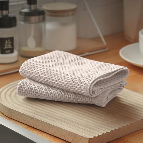 2 Pack 10 x 10 Inches Premium Microfiber Waffle Weave Kitchen Dis...