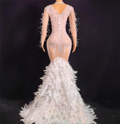 Keting Beading Feathers Mermaid Prom Shower Party Dress Evening Celebrity Pageant Gala Wedding Guest Gown3