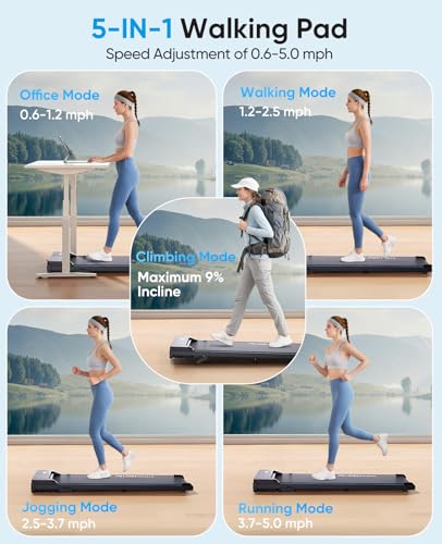 RUNIMON Walking Pad with Incline — 5-in-1 Under-Desk Treadmill (0–5 mph, Manual 7%/9% Incline) — view 2