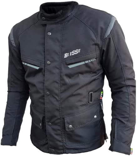 BIESSE Textile Racing Motorcycle Jacket For Men Dualsport Enduro Waterproof CE armored Protections All-Weather Motorbike (as1, alpha, l, regular, regular, Black)