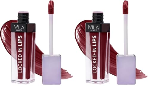 Image of MILA BEAUTE Locked In Lips Liquid Lipstick |12 Hour Transfer Proof Formula with Hyaluronic Acid | Highly Pigmented Lipsticks | Shade - (Pack of 2)