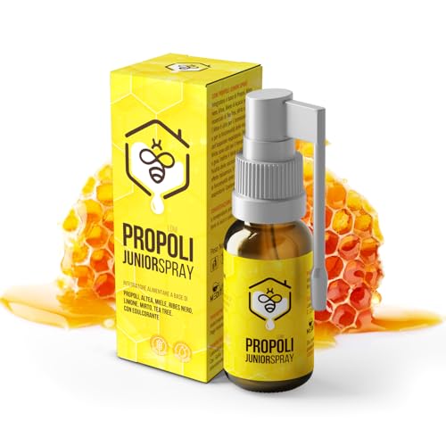 Spray Gola Bambini con Propoli – Azione Lenitiva per Gola Irritata e Mucosa Orale, Supporto alle Vie Respiratorie – Integratore Naturale con Altea, Miele e Oli Essenziali – LDM Propoli Junior – 20 ml