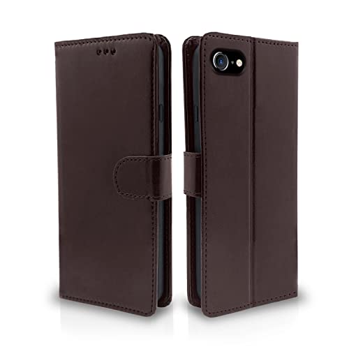 Pikkme Flip Case Leather Finish | Inside TPU with Card Pockets | Wallet Stand and Shock Proof | Magnetic Closing | Complete Protection Flip Cover for iPhone 7/8 (Coffee)- Best and cheap mobile covers in India