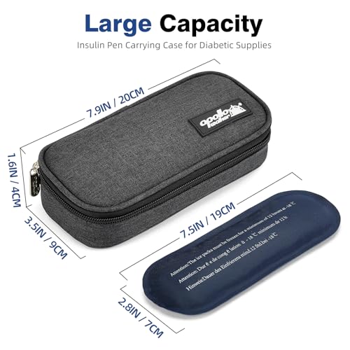 Image of apollo walker Insulin Cooler Travel Case with Ice Packs and Insulation | TSA Approved Includes 2 x 90g ice packs for 9-hour cooling insulin pens & syringes for Diabetics to Carry (Black)