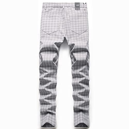 Men's Chino Pants Skinny Fit Plaid Flat-Front Stretch Slim Stylish Casual Business Dress Pants2