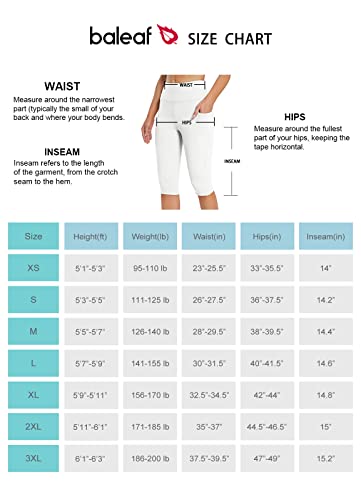 Baleaf Women's High Waisted Capris Casual Summer Knee Length Leggings Petite Yoga Casual Workout Exercise Capris With Pockets White L #TOP5