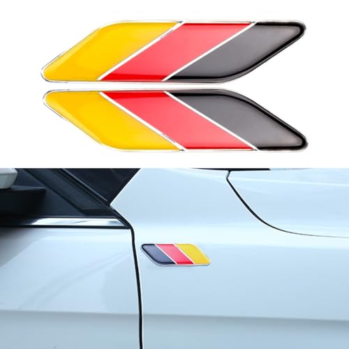 Image of Front & Tailgate 3D Germany Flag Grille Emblem Badge - Car Front Grill Badge Sign Emblem, Auto Bumper Fenders Decoration Sticker Decals Car Body Exterior Decor Accessories (2PCS Germany Flag)