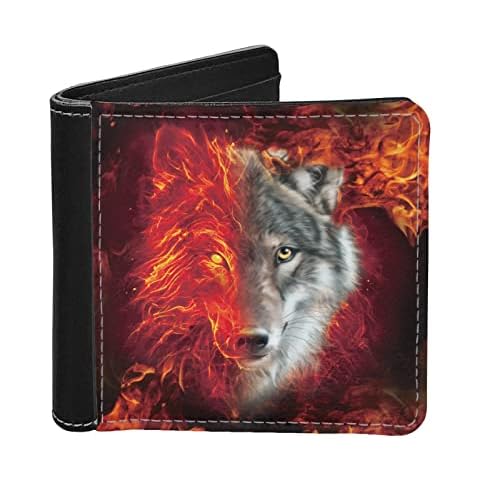 LedBack Modern Bi-fold Wallet with Wolf Print Cover